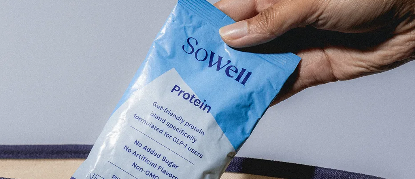 SoWell product held in hand on a white background